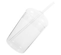 KAILIKETIY Mug à Jus de Fruits en Verre Borosilicate avec Couvercle et Paille, Grosse Capacité, Bord Lisse, Facile à Nettoyer pour Usage Quotidien