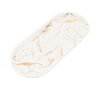 KAILIKETIY Plateau Élégant en Céramique Marbrée Blanche pour Bague Ceramique Blanche, Assiette à Bijoux et Plateau Alimentaire, Style Luxueux Simple et Fonctionnel