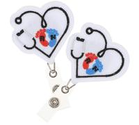 KAILIKETIY Porte-cartes de Visite en Feutre Forme Cœur 2pcs Enrouleur Rétractable Multifonction Facile à Tirer pour Décorations et Personnel Infirmier