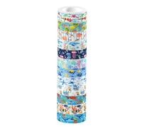 KAILIKETIY Ruban Adhésif Décoratif Washi Océan 12 Rouleaux en Papier Transparent pour Scrapbooking et DIY Motifs Animaux Marins et Haute Adhérence