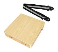 KAILIKETIY Tambour Cajon Portable en Frêne de Chine Corde de Caisse Claire et Sangle D'épaule, Instrument de Musique Compact pour Percussion Professionnelle en Voyage Style Plusieurs styles