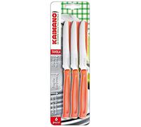 Kaimano KDN041506A Set de 6 Couteau de Table, Acier Inoxydable, Orange, 28 x 10 x 2 cm