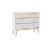 Commode 4 Tiroirs MDF et Pin Coloris Blanc et Naturel - KAINA - ALTOBUY Blanc G