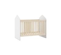 KAINA - Lit Bébé 60x120cm Forme Cabane MDF et Pin Coloris Blanc et Naturel -