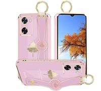 Kainevy Coque Oppo A57s avec Cordon Support Anneau Antichoc Silicone Housse pour Femme et Fille Protection Etui Oppo A57s Coque Aesthetic Motif de Feuille d'érable Fine Case (Pourpre)