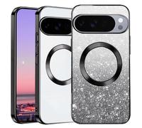 Kainevy Coque pour Google Pixel 10 Pro, Compatible avec MagSafe, Etui Magnétique Transparente Paillettes Ultra Fine, Femme Fille Housse Protection Antichoc Silicone pour Pixelsnap (Black)
