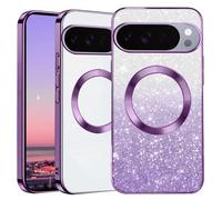Kainevy Coque pour Google Pixel 10 Pro, Compatible avec MagSafe, Etui Magnétique Transparente Paillettes Ultra Fine, Femme Fille Housse Protection Antichoc Silicone pour Pixelsnap (Purple)