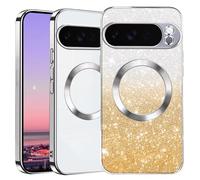 Kainevy Coque pour Google Pixel 10 Pro XL, Compatible avec MagSafe, Etui Magnétique Transparente Paillettes Ultra Fine, Femme Fille Housse Protection Antichoc Silicone pour Pixelsnap (Silver)