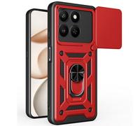 Kainevy Coque pour Honor 400 Smart 5G avec Cache Camera et Anneau Support Metal, Compatible Support Voiture Magnétique Housse Etui Protection Antichoc Militaire pour Honor 400 Smart (Rouge)