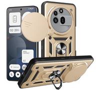Kainevy Coque pour Nothing Phone 3a Pro avec Cache Camera et Anneau Support Metal, Compatible Support Voiture Magnétique Housse Etui Protection Antichoc Militaire pour Nothing Phone 3a Pro (Doré)