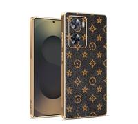 Kainevy Coque pour Oppo A57s, Etui Antichoc Cuir Silicone Ultra Fine pour Oppo A57s avec Camera Protection, Housse Motif Leopard Chic Luxe Aesthetic (Monogramme)