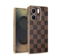 Kainevy Coque pour Oppo A5x 5G, Etui Antichoc Cuir Silicone Ultra Fine pour Oppo A5x avec Camera Protection, Housse Motif Leopard Chic Luxe Aesthetic (À Carreau)