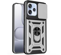 Kainevy Coque pour Oppo Reno 15 avec Cache Camera et Anneau Support Metal, Housse Etui Protection Antichoc Militaire renforcée pour Oppo Reno 15, Homme (Argenté)