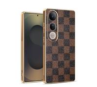 Kainevy Coque pour Vivo V50 Lite 4G, Etui Antichoc Cuir Silicone Ultra Fine pour Vivo V50 Lite 4G avec Camera Protection, Housse Motif Leopard Chic Luxe Aesthetic (À Carreau)