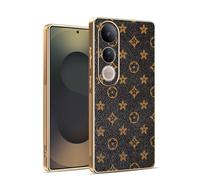 Kainevy Coque pour Vivo V50 Lite 4G, Etui Antichoc Cuir Silicone Ultra Fine pour Vivo V50 Lite 4G avec Camera Protection, Housse Motif Leopard Chic Luxe Aesthetic (Monogramme)