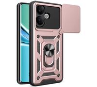 Kainevy Coque pour Vivo V60 Lite 5G&4G avec Cache Camera et Anneau Support Metal, Compatible Support Voiture Magnétique Housse Etui Protection Antichoc Militaire pour Vivo V60 Lite (Or Rose)