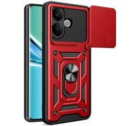 Kainevy Coque pour Vivo V60 Lite 5G&4G avec Cache Camera et Anneau Support Metal, Compatible Support Voiture Magnétique Housse Etui Protection Antichoc Militaire pour Vivo V60 Lite (Rouge)