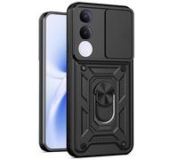 Kainevy Coque pour Vivo V70 FE avec Cache Camera et Anneau Support Metal, Housse Etui Protection Antichoc Militaire renforcée pour Vivo V70 FE, Homme (Noir)