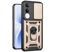 Kainevy Coque pour Vivo V70 FE avec Cache Camera et Anneau Support Metal, Housse Etui Protection Antichoc Militaire renforcée pour Vivo V70 FE, Homme (Doré)