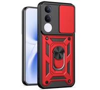 Kainevy Coque pour Vivo V70 FE avec Cache Camera et Anneau Support Metal, Housse Etui Protection Antichoc Militaire renforcée pour Vivo V70 FE, Homme (Rouge)