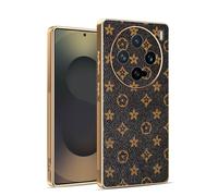 Kainevy Coque pour Vivo X200 Pro Mini, Etui Antichoc Cuir Silicone Ultra Fine pour Vivo X200 Pro Mini avec Camera Protection, Housse Motif Leopard Chic Luxe Aesthetic (Monogramme)