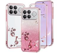 Kainevy Coque pour Xiaomi Redmi K90 Pro Max Transparente Paillette Fleur Etui Femme Fille, Housse de Protection Antichoc Silicone Ultra Fine pour Xiaomi Redmi K90 Pro Max Luxe Chic (Blue)