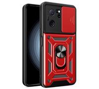 Kainevy Coque robuste pour Xiaomi 13T avec coque de protection d'appareil photo, antichoc avec anneau magnétique, support noir, esthétique cool pour hommes et garçons (rouge)