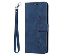 Kainevy pour Coque iPhone 16 Plus avec Cordon et Porte Carte Support, Etui Portefeuille Protection Antichoc en Cuir et Silicone, Case Housse à Rabat et Folio pour Apple iPhone 16 Plus (Bleu)