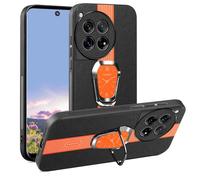 Kainevy pour Coque Oneplus 12 Cuir Silicone Antichoc Protege Etui Oneplus 12 Coque Noir avec Magnetique Support Anneau Luxe Fine Elegante Housse avec Protection Camera Conception (Orange)