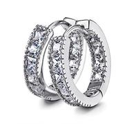 Kainier Boucles d'oreilles créoles en oxyde de zirconium plaqué or blanc 14 carats avec zircone cubique - Merveilleux choix de cadeau pour filles, femmes et hommes, Petit, Métal, Zircone cubique