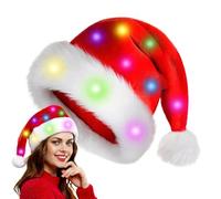 kaiop Bonnet de Noel Lumineux,Chapeau de Noël en Peluche avec lumières LED | Cosplay Prop Santa Hat, Chapeau Classique pour Le Nouvel an, fête de Noël