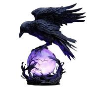 kaiop Lampe LED Gothique Raven's Moonlight, Lampe Corbeau Gothique À Sphère Lumineuse, L-ampe Bureau Figurine Corbeau Effrayante pour Chambre, Veilleuse Oiseau Noir Mystérieuse, pour Salon Et Maison