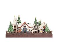 kaiop Maisons de Noël en Bois, Village en Bois LED de Noël | Scène d'hiver Maisons de Villages de en | Figurines de décoration de Bureau pré-éclairées, présentoir de Fournitures de noël