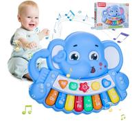 Kairey Jouet Baby Piano Jouet éléphant Piano avec lumière & Voix d'animaux Jouets musicaux pour 18+Babies Mois Enfants Clavier Jouet pour garçons Filles Noël Cadeaux d'anniversaire