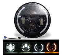 Kairiyard 7” Phare de Travail LED 300W 30000LM 4 Lentilles Angel Eyes 3000K+6000K 4 Modes Eclairages Rond Noir Feux LED Off Road Feu Croisement DRL HI LO Beam pour Wrangler JK TJ LJ CJ Hummber H1 H2