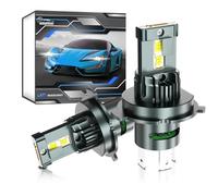 Kairiyard Ampoule LED H4 110W 20000LM,Puce ZES 6000K 300%,Format Mini 1:1 avec Ventilateur de Refroidissement 15000 RPM,Lampe H4 LED Remplacement des Lampes halogènes et xénon.Plug and Play, Lot de 2