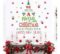 KAIRNE Autocollants de Fenêtre Noël,NoëL Autocollants Décoration,Stickers Muraux Arbre de Noël,Autocollant Couleur Flocon de Neige,DIY Amovible PVC DéCalcomanie Noël pour Noël Fête Porte Mur Décor