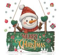 KAIRNE Panneau de Fenêtre Noël - Bonhomme de neige Décoration Murale Joyeux Noël Extérieure de Fenêtre Merry Christmas Art Mural de Jardin pour Porte D'entrée