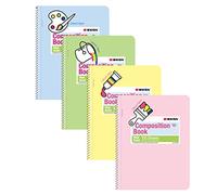 KAISA Cahier à spirale en papier coloré, ligné large de 19,5 x 24,5 cm, 1 sujet, 100 feuilles/bloc de 4 blocs/paquet, SC10001W