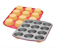 KAISER 2300670836 Colors Plaque de cuisson pour 12 muffins 38 x 27 cm antiadhésive Taille standard Moules à cupcakes bicolores, orange et rose, acier résistant à la chaleur jusqu'à 230 °C