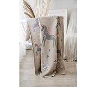 KAISER 65214 UNICORN - Couverture bébé tricotée 100% coton bio (kbA), couverture bébé respirante, toute l'année, nouveau-né, couverture de poussette, couverture de châle bébé, col. natural combo