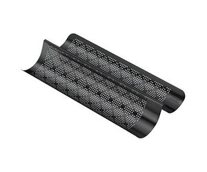 KAISER Baguette Forme de Inspiration perforé pour 2 Baguettes antiadhésif Acier Inoxydable avec livret de Recettes