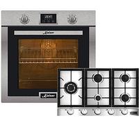 Kaiser EH 6323 + KG 9357 Four encastrable en acier inoxydable Four électrique 79L autonettoyant avec 10 multifonctions + Cuisinière à gaz encastrable 90 cm