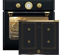 Kaiser Ensemble de cuisine Four encastrable autarcique EH 6432 BE+KCT 6745 AD, Retro Elektro, 68 L, tournebroche, 10 fonctions+plaque à induction 60 cm,Free Zone, Power Booster