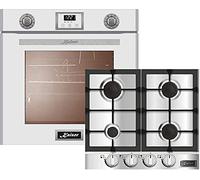 Kaiser Ensemble four à gaz EG 6374 W + KG 6357, four encastrable 60 cm en blanc, four à gaz, plaque de cuisson à gaz 60 cm, autonome, tournebroche, barbecue, air chaud, autonettoyage, gaz naturel,