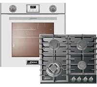 Kaiser four à gaz EG 6374 W + KCG 6383 - four encastré 60 cm/blanc/ four à gaz/plaque de cuisson 60 cm en verre noir - autoportant, rôtissant, grillant, air chaud, autonettoyant, gaz naturel, propane