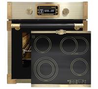 Kaiser Four à pyrolyse EH 6427 AD+KCT 6185 IEm, rétro pyrolyse - Four encastrable 73 l cm + plaque vitrocéramique rétro - Plaques métalliques bronze - 4 QickHeat