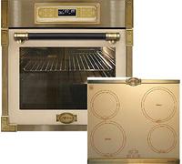 Kaiser Four et plaque de cuisson encastrable rétro EH 6726 ElfAD+KCT 6395 IelfEm, 4 encastrables, 80 l, verre ivoire, électrique, grill + induction rétro, 60 cm, bronze