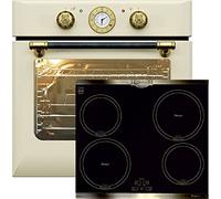 Kaiser Herdset Autark Retro Four encastrable EH 6432 ElfBE Eco+KCT 6395 IEm, Electrique, 68L, tournebroche, 10 fonctions + table de cuisson à induction 60 cm, Retro Kochfeld Herd
