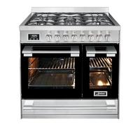 Kaiser HGE 93201 R Cuisinière en Acier Inoxydable de Qualité Supérieure avec Double Four Électrique, 115 L, Range Coocker 90 cm, 8 Fonctions, 5 Brûleurs à Gaz 3,7 kW, pour WOK Gaz Naturel